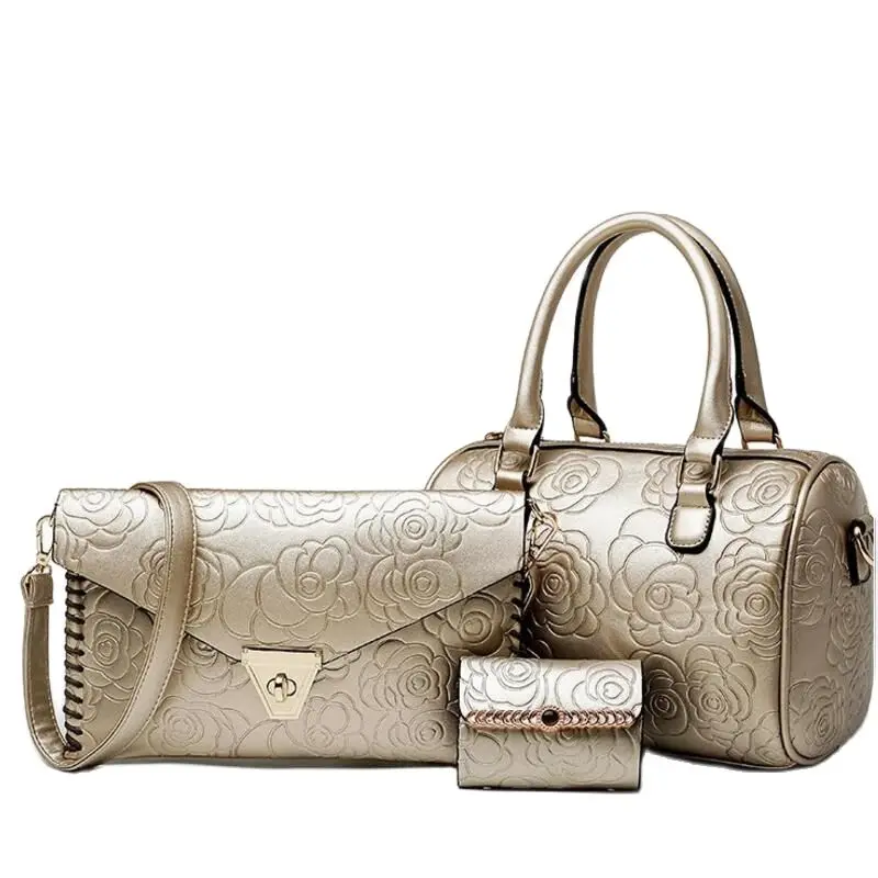 Модная новинка рельефная розовая сумка из трех частей для мам Женская