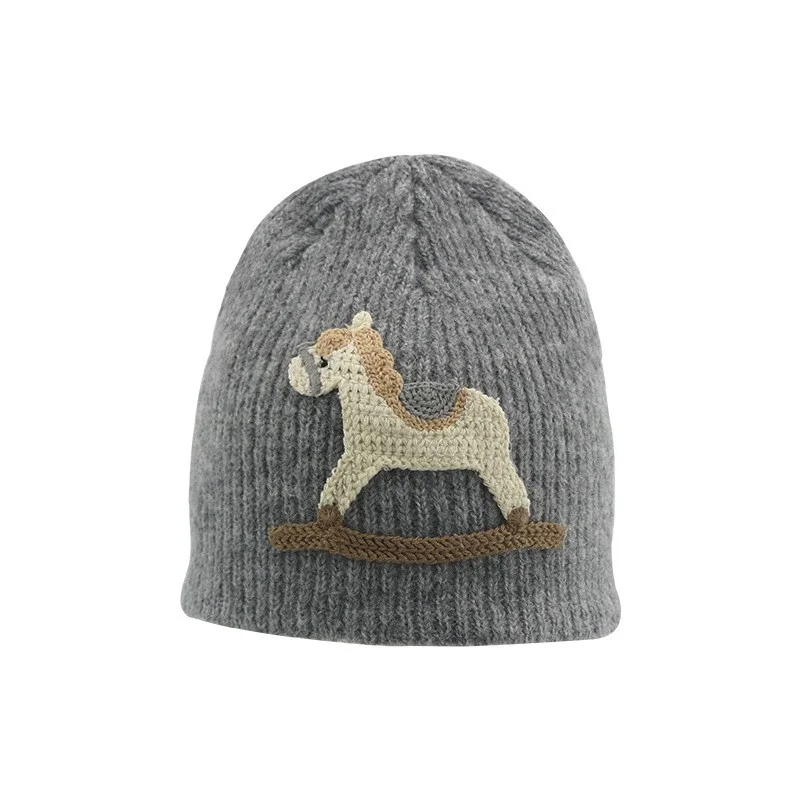 

Cute Ear Protection Knitted Hat Men Autumn and Winter Trojan Patch Woolen Hat Women Autumn and Winter Warm Hood