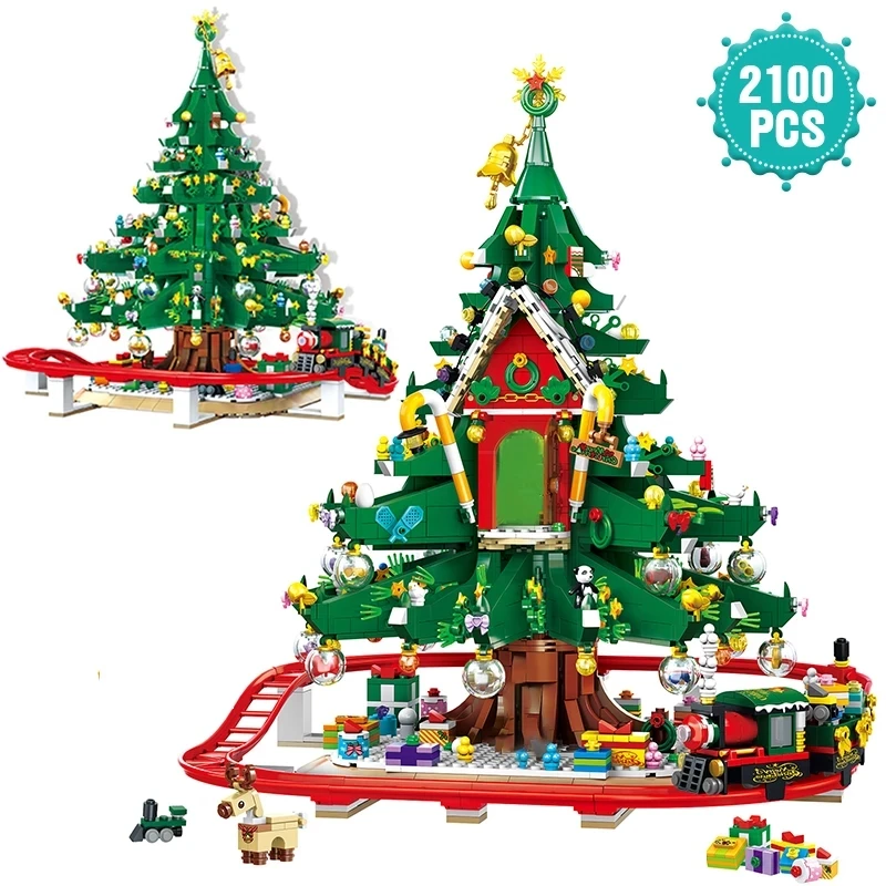 

2021 NEW Technical Ideas Christmas Tree Reindeer Gingerbread House Model Sets Building Blocks Brick Toy For Kids Gft Tree House