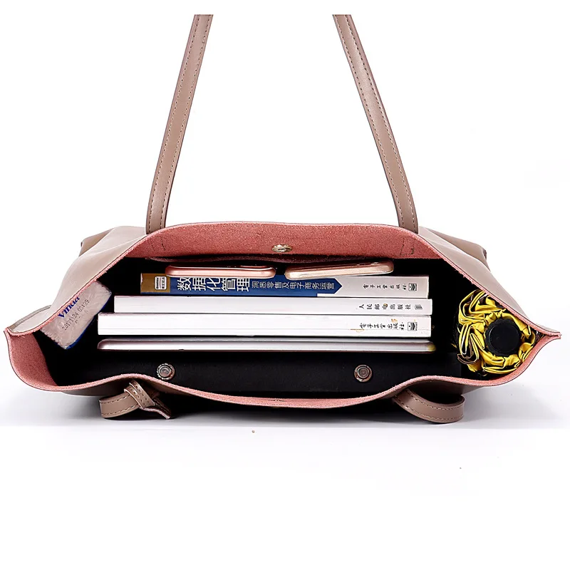 

ICEV new casual solid zipper bag large capacity shopping tote genuine leather womens handbags top handle messenger bag cowhide