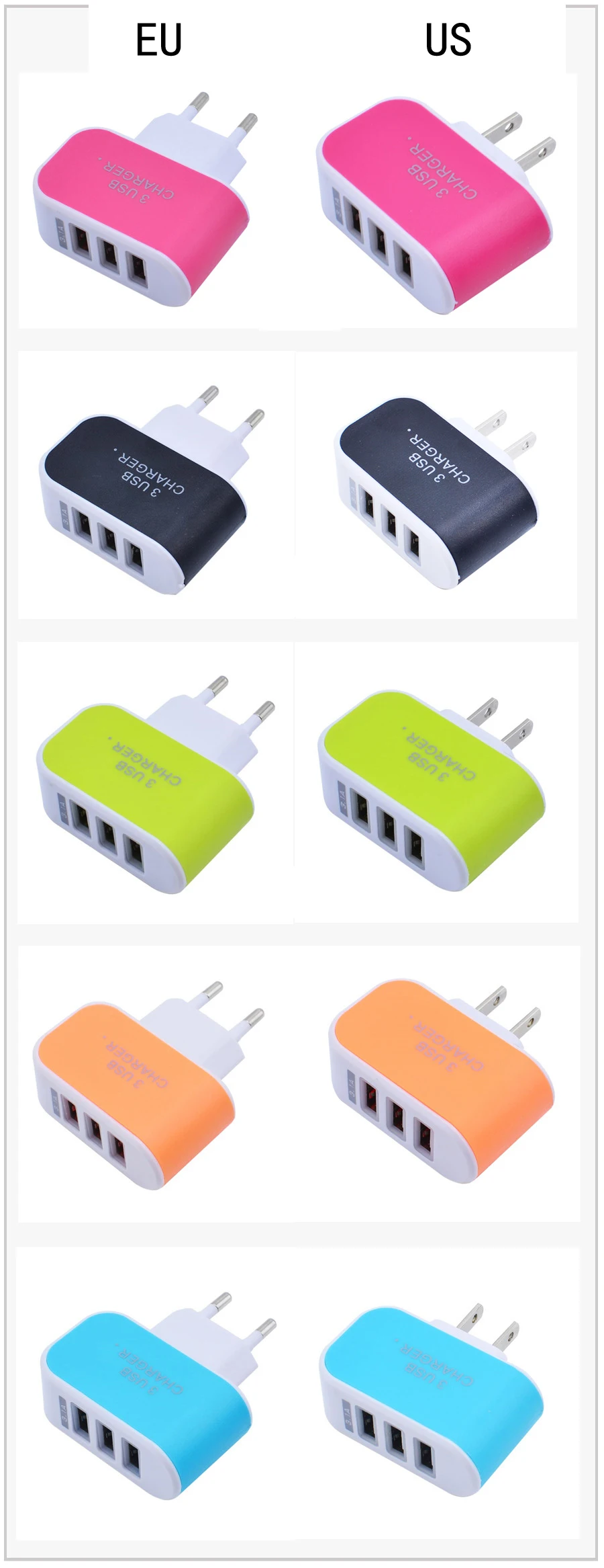 Несколько 3 портов светящееся зарядное устройство настенное USB зарядное устройство EU US штепсельный адаптер зарядное устройство для телефона для iPhone 11 pro max carregador portatil
