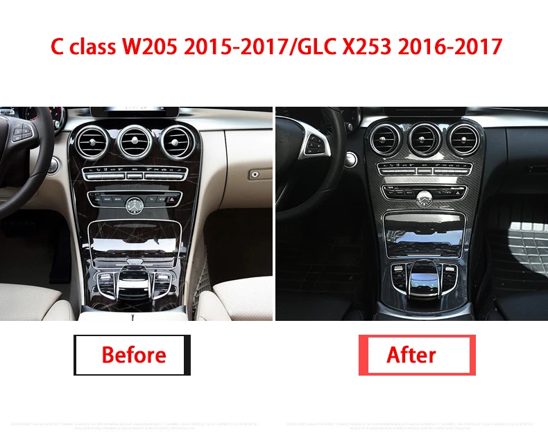 

2 шт., декоративные панели центральной консоли Mercedes Benz C class W205 2015-2017/GLC X253 2016-2017