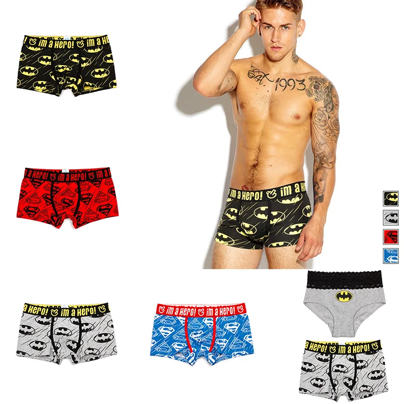 Сексуальные трусы для пары с принтом Супермена Бэтмена кружевные женские