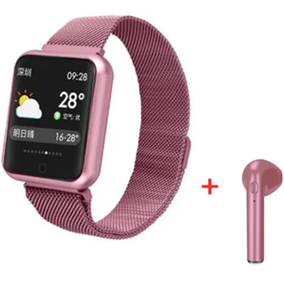 Pink add headset Bluetooth умные часы P68 с поддержкой кровяного кислорода, давления, сердечного ритма, IP68 Водонепроницаемые спортивные Смарт-часы для xiaomi huawei iphone - Цвет: Pink add headset