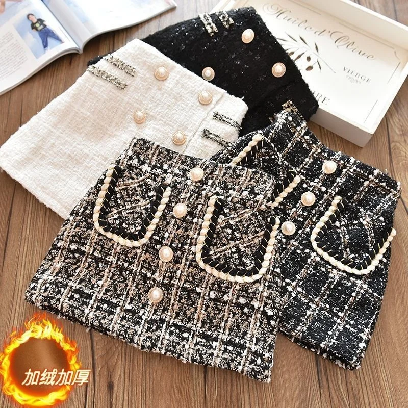 

Winter Girl's Plaid Tutu Girls Skirt Autumn Children A Line Skirt Short Skirt Girl Korean Princess Childrens Kawaii Clothes