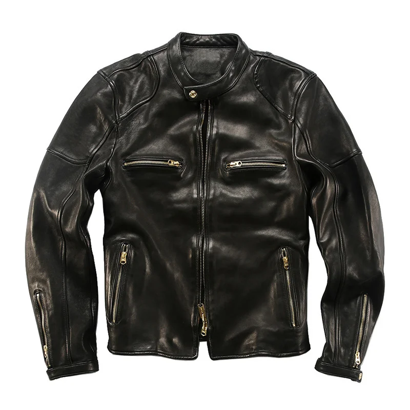

1840 Red Tornado Read Description! Asian Size Men's Good Quality Stylish Genuine Sheep Leather Jacket