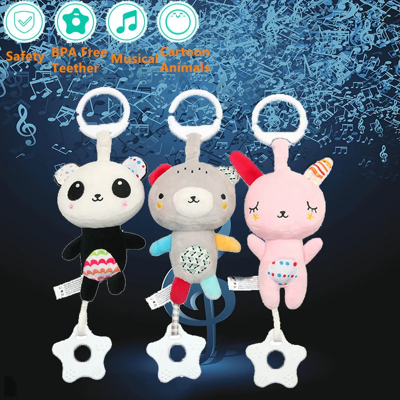 

Baby Cute Soft Plush Hanging Clip Doll Toys with Teether Music Bed Crib Stroller Cot for Toddler Kids New Born Boy Girl Gifts