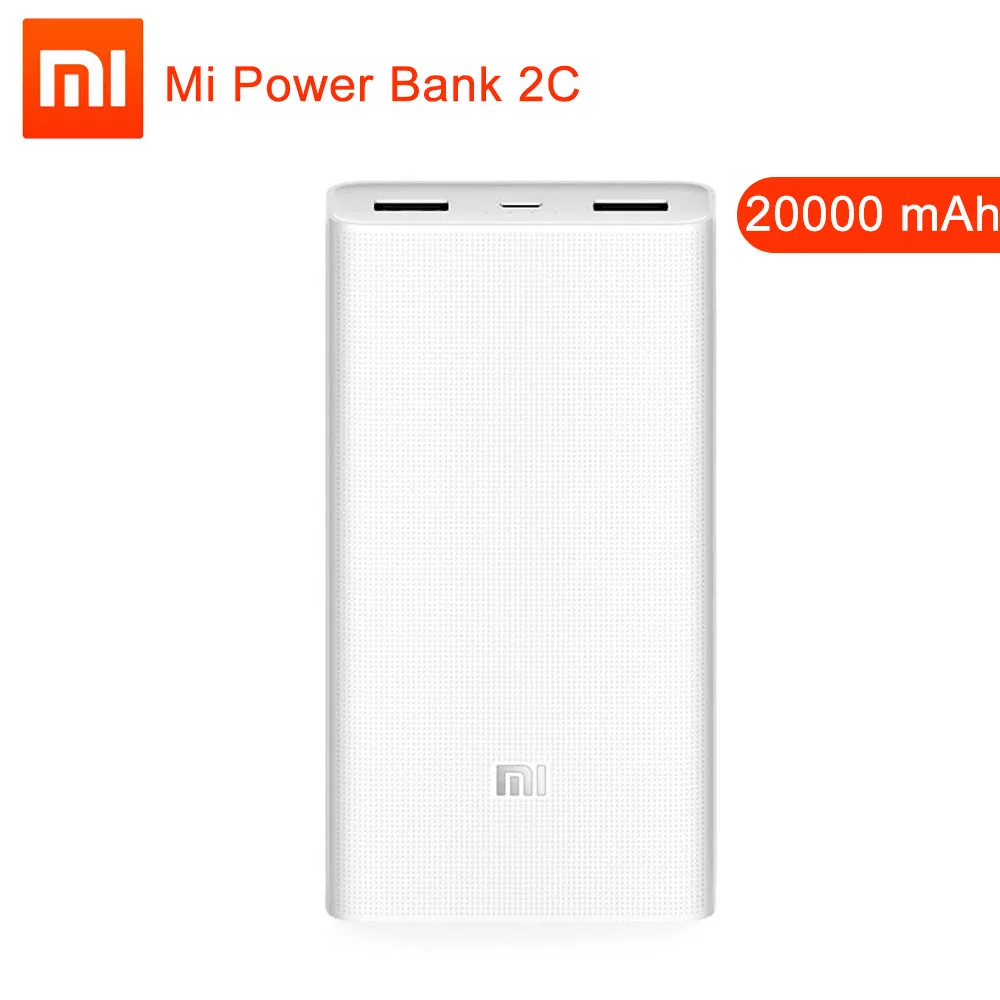 Xiaomi Mi Power Bank 2C Быстрая зарядка 20000 мАч Внешний аккумулятор Powerbank Micro USB портативное