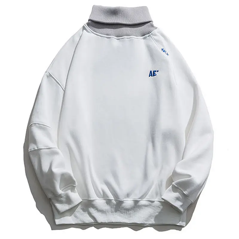 

Autumn and winter Japanese high collar sweater men's trendy and versatile long sleeve top Plush thickened coat