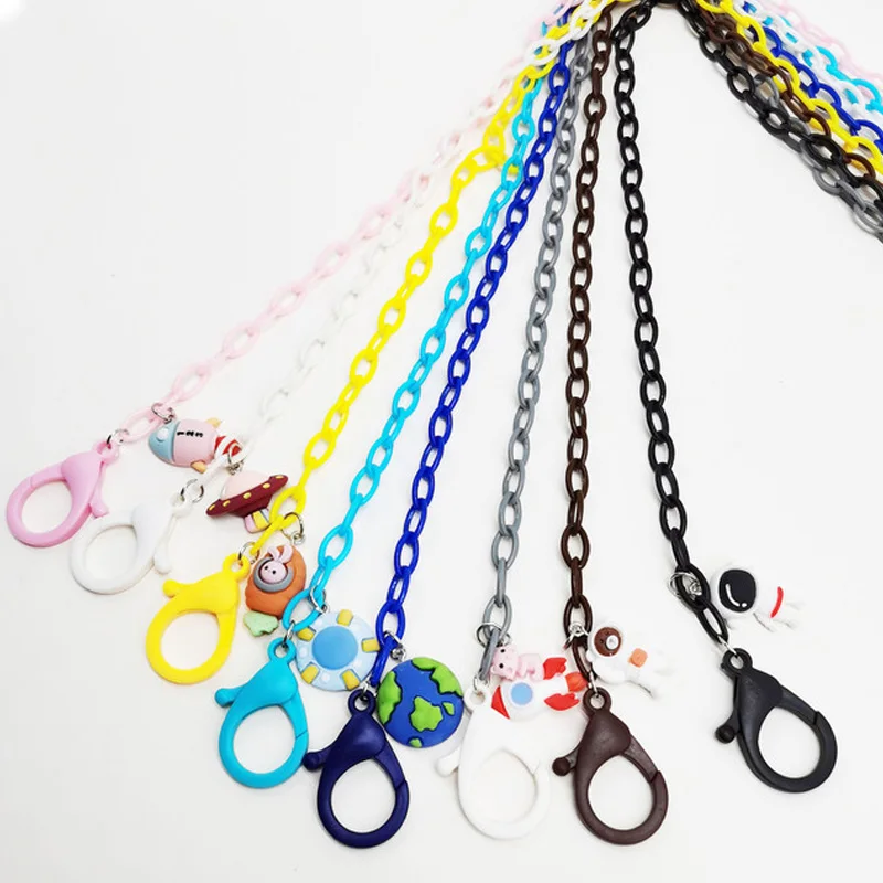 

1Pc Retro Bright Acrylic Sunglasses Chain Straps Lanyards Color Astronaut Pendant Reading Glasses Hanging Neck Glasses Chain