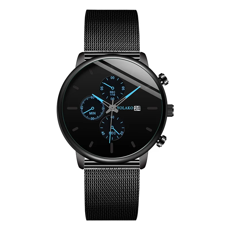 

Модные мужские часы с ремешком из нержавеющей стали, поддельные часы, кварцевые часы с сетчатым ремешком, деловые повседневные водонепрони...