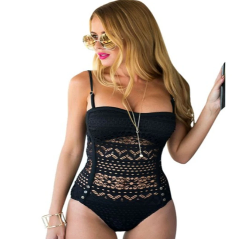 Сексуальный женский бикини бандаж пуш ап купальник кружевной цельный пляжная