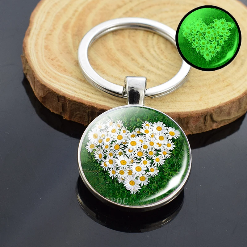 Световой Сердце двойными бортами Стекло брелок светится в темноте Огненный