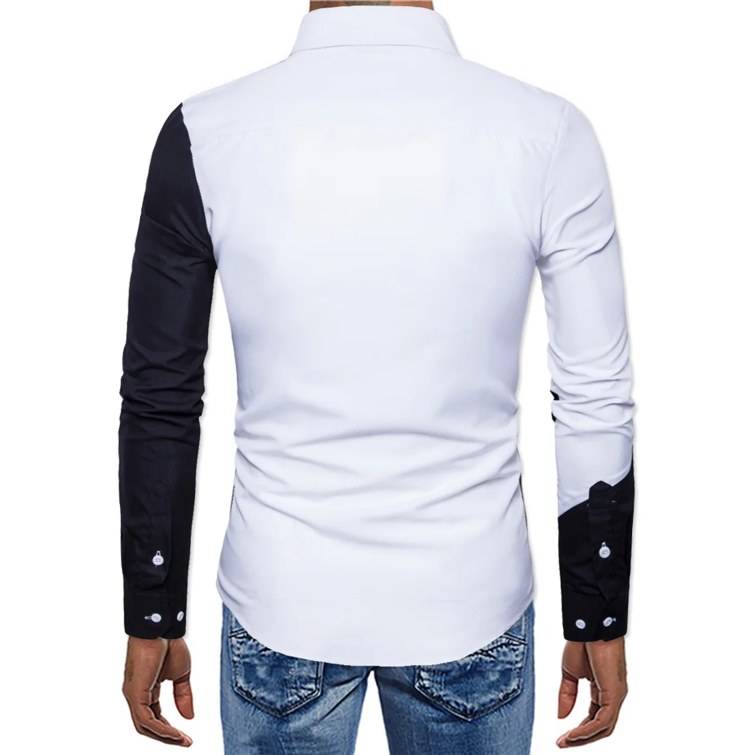 

Masculina Long Sleeve Shirt Men Slim Design Formal Casual Male Dress Shirt New Mens patchwork shirts dance autumn spring clothes