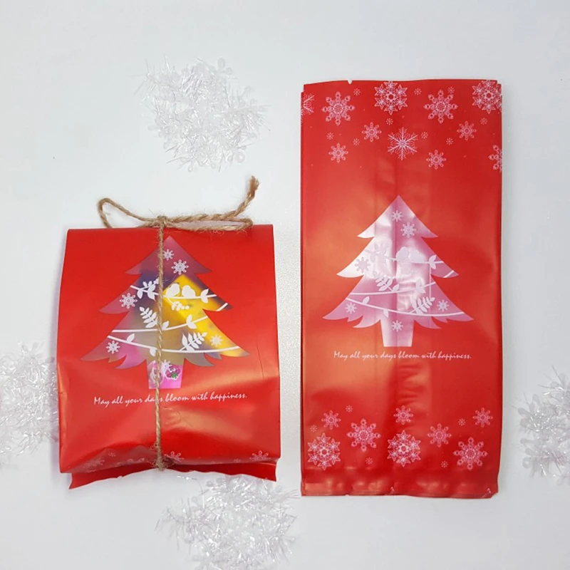 WEIGAO 60pcs Christmas Gift Bags Xmas Tree Plastic Box Packing Bag New Year Kids Favor Candy Navidad Party | Дом и сад