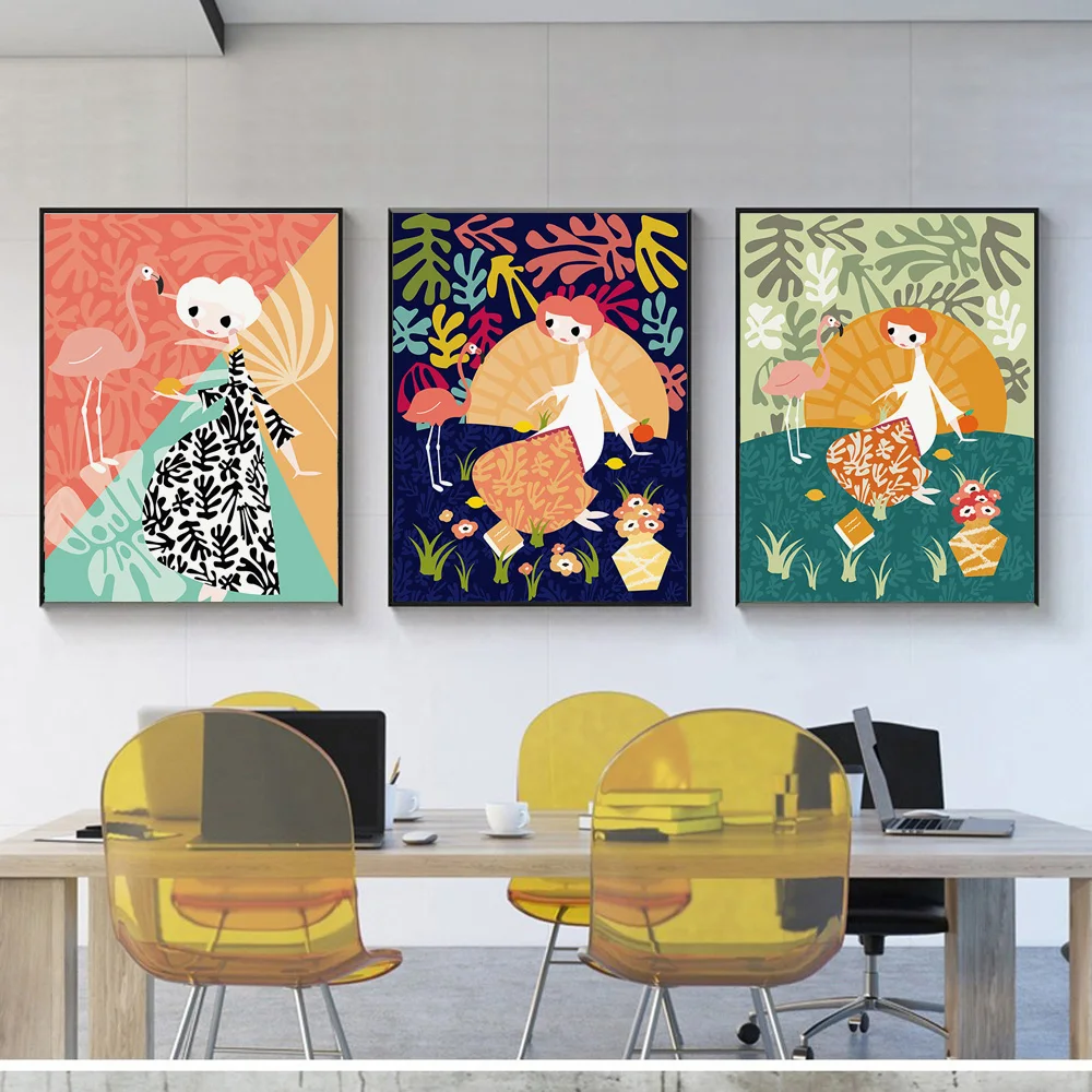 Абстрактная девушка Матисс лист искусство скандинавские постеры и принты