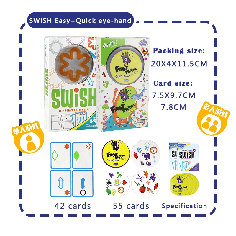 2in1 Easy eye Swish-веселые домашние вечерние настольные игры в стиле мини для детей, как это классическая образовательная карта игра логическая игра Вечерние игры - Цвет: 2in1 Easy eye