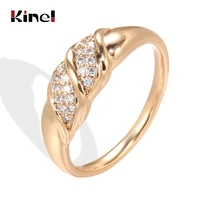 kinel 2021 new 585 rose gold ethnic bride wedding rings vintage look natural zircon ring geometric pattern fine jewelry