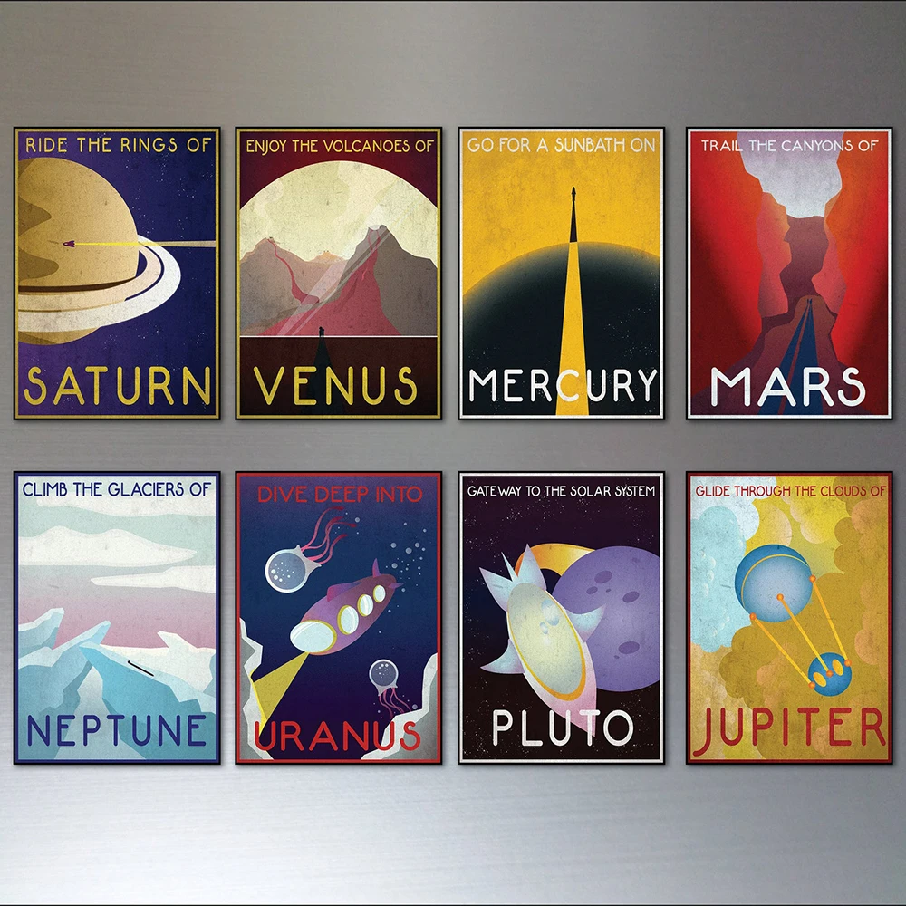 

Space Planets Prints And Poster Vintage Retro Universal Planet Art Canvas Painting Science Fiction Wall Pictures For Living Room