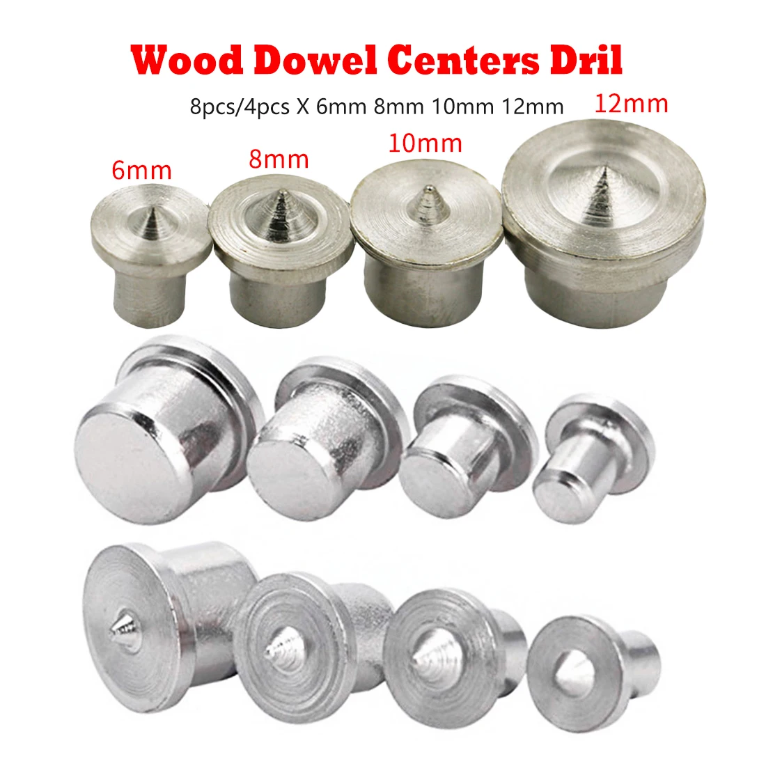 

8pcs/4pcs Solid Wood Dowel Locator Center Points Pin Dowel Drill Bit for Woodworking 4mm 6mm 8mm 12mm Wood Drill