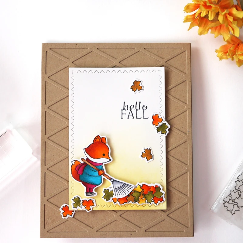Прозрачные штампы Hello Fall Fox для изготовления открыток сделай сам осенняя лисица +