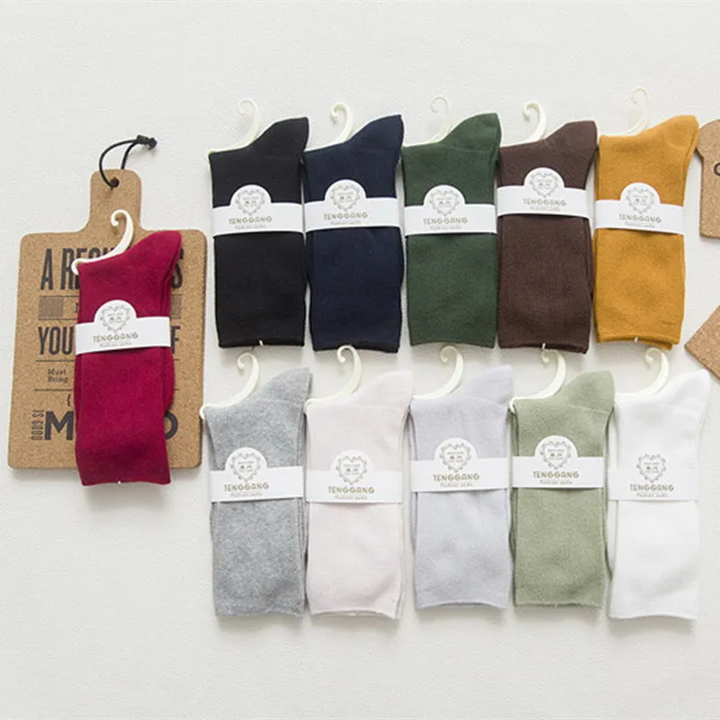 Классические новые свободные носки женские хлопковые вязаные однотонные 200 иглы