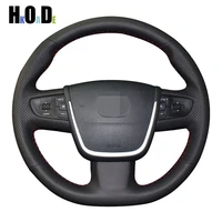 black leather artificial steering wheel cover hand stitched car steering wheel covers for peugeot 508 2011 2018 508 sw 2011 2018