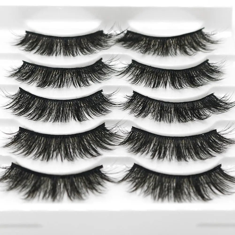 

5 Pairs 3D Mink False Eyelashes Natural Thick Lashes Handmade Soft Eyelashes Makeup Eyelashes Extension