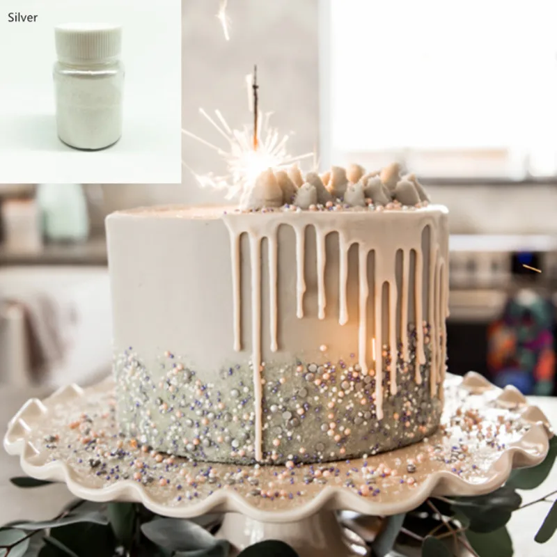 Съедобный золотой порошок 15 г серебряный жемчужный мусс торт помадка макарон