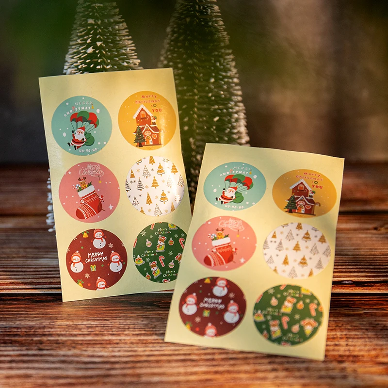 60 шт. наклейки на новогоднюю ёлку из крафт-бумаги |
