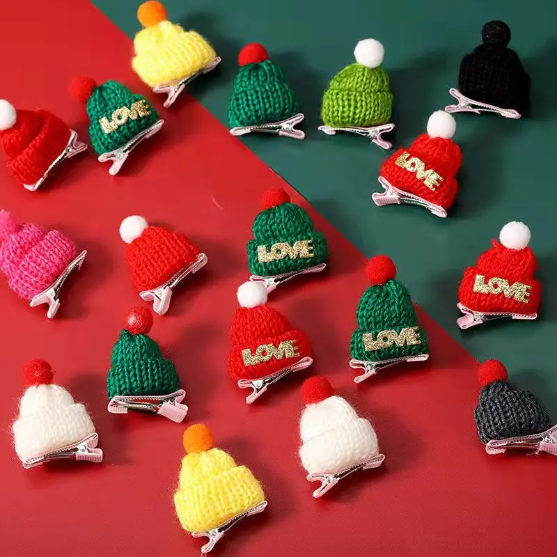 

Cute Hair Clip Christmas Little Hat Hairgrips Knitting Woolen Yarn Creative Hair Accessories For Women Girl Kid Sweet Headwear