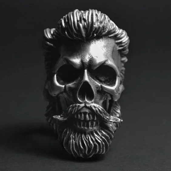 Модные джентльменские гладкие волосы помпоны бородатый череп кольцо усы