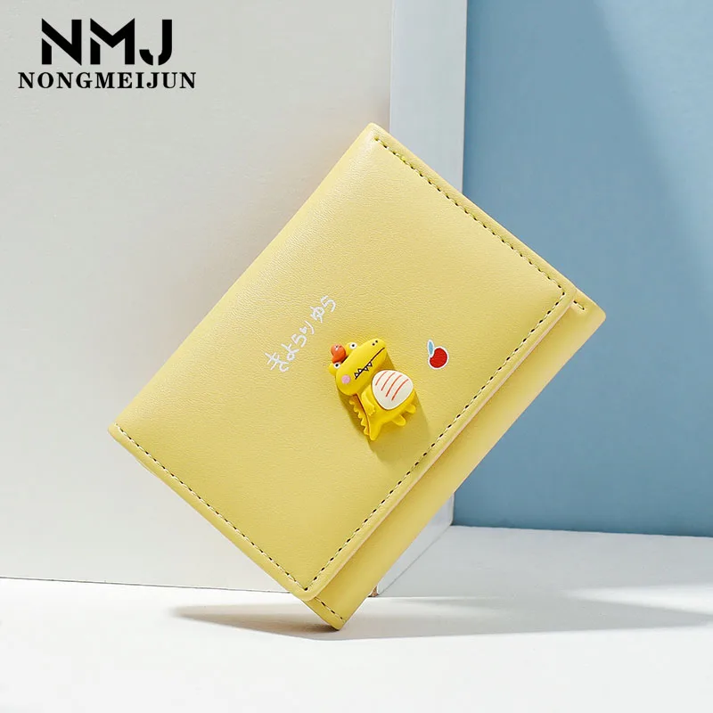 

Cartoon Wallet for Women 2021 Fashion Cute Dinosaur Short PU Leather Ladies Small Wallet's Card Hold Package Female Coin Purse