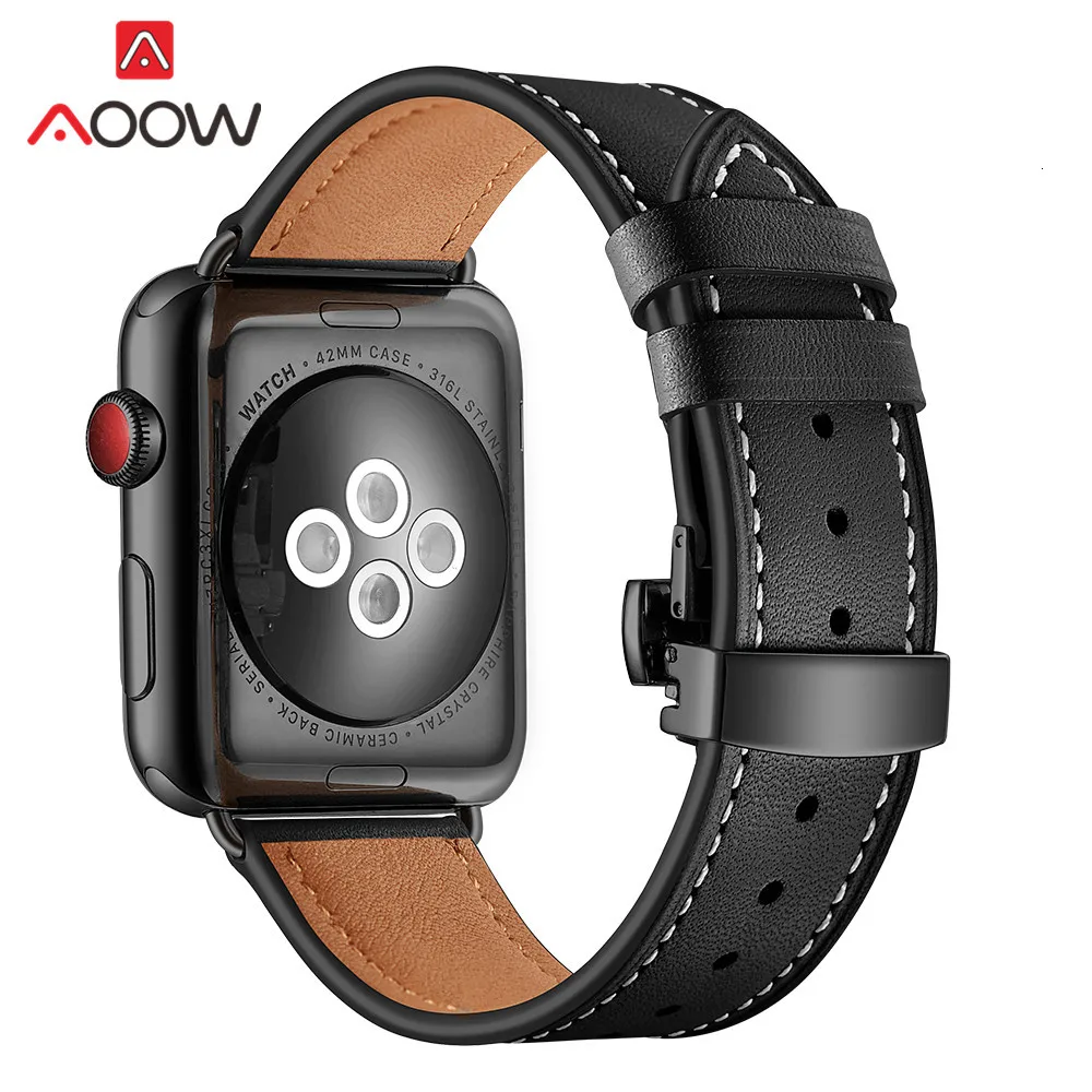 Ремешок для часов из натуральной коровьей кожи для Apple Watch 40 мм 44 мм 38 мм 42 мм 4 iwatch роскошный браслет из розового золота с бабочкой
