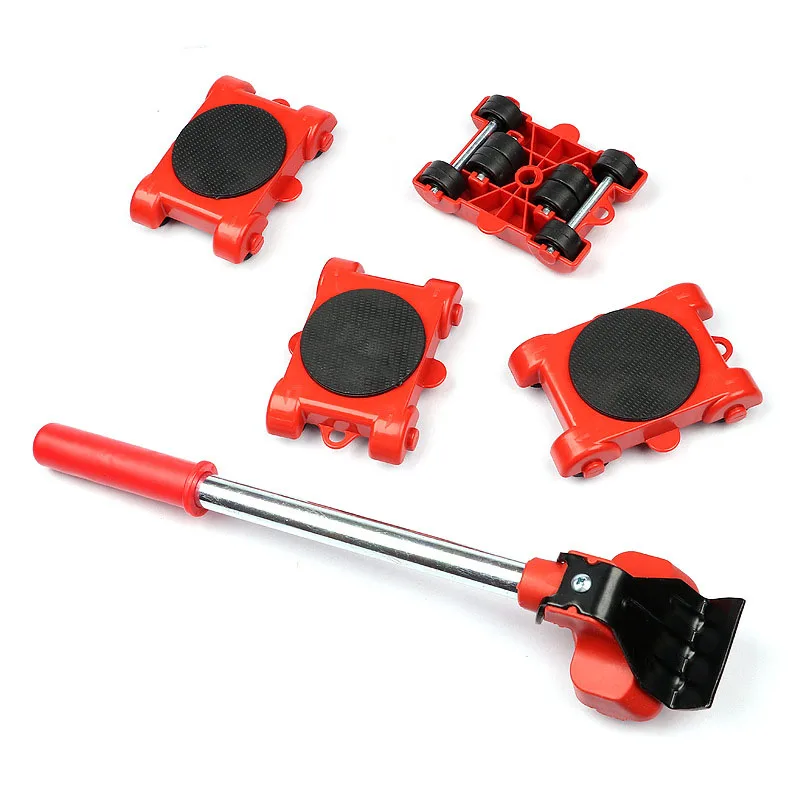 

Furniture Mover Set Furniture Mover Tool Transport Lifter Heavy Stuffs Moving Wheel Roller Bar Hand Tools 5 Pcs Set