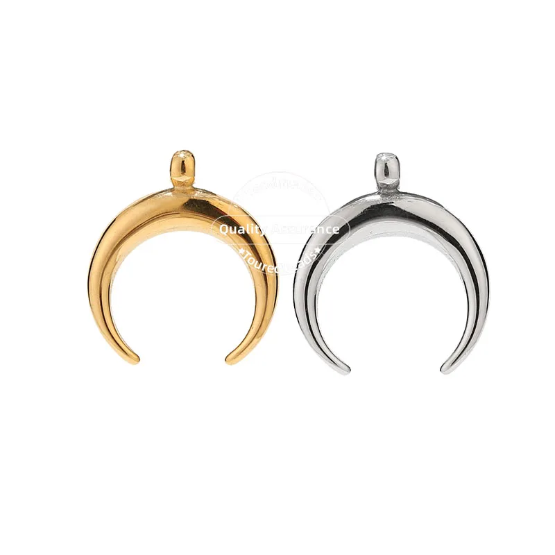 

5pcs Stainless Steel Crescent Moon Charms Gold Solid Horn Pendants for DIY Jewelry Making Findings Accessories