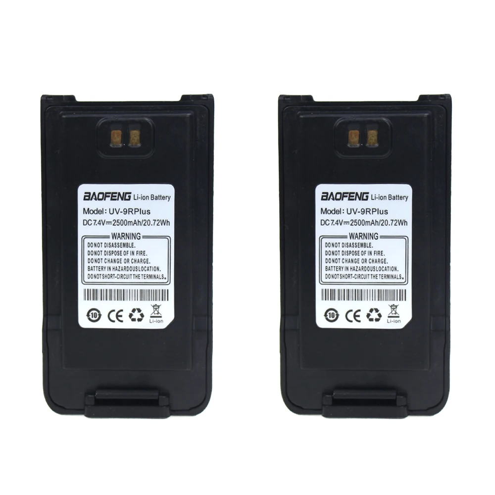 Водонепроницаемый Baofeng UV-9R Plus Walkie Talkie Аккумулятор 7,4 V 2500mAh литий-ионный аккумулятор для Baofeng UV-9R Plus - Цвет: 2Pcs Black