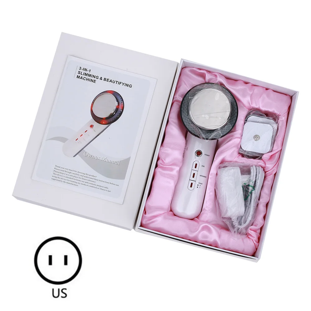 US With Gift Box Ультразвуковая кавитация EMS для похудения тела массажер для лица 3 в 1 потеря веса антицеллюлитный жиросжигатель Гальваническая инфракрасная терапия - Цвет: US With Gift Box