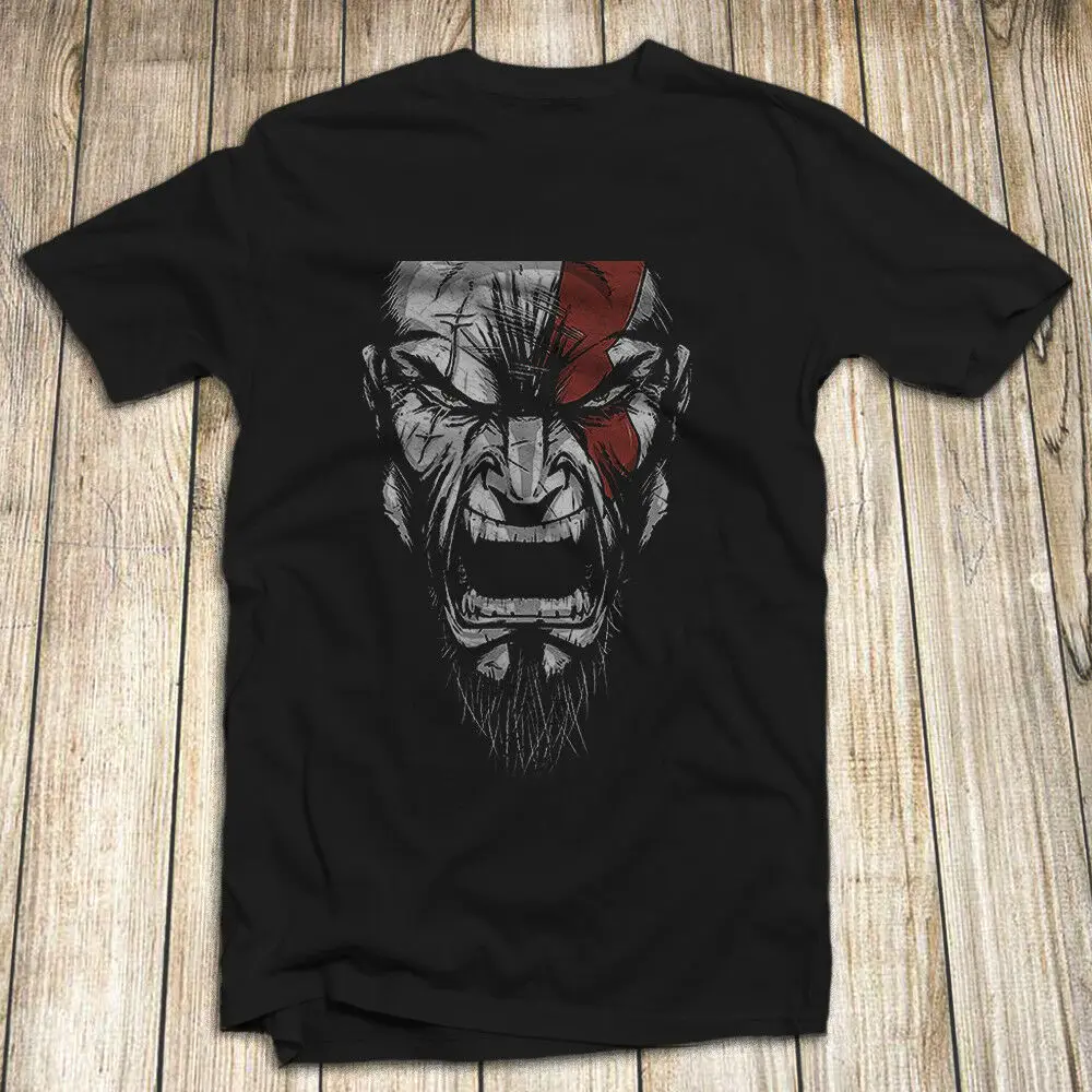 God Of War Мужская футболка из 100% хлопка Сделано в США Кратос призрак Спарты с круглым