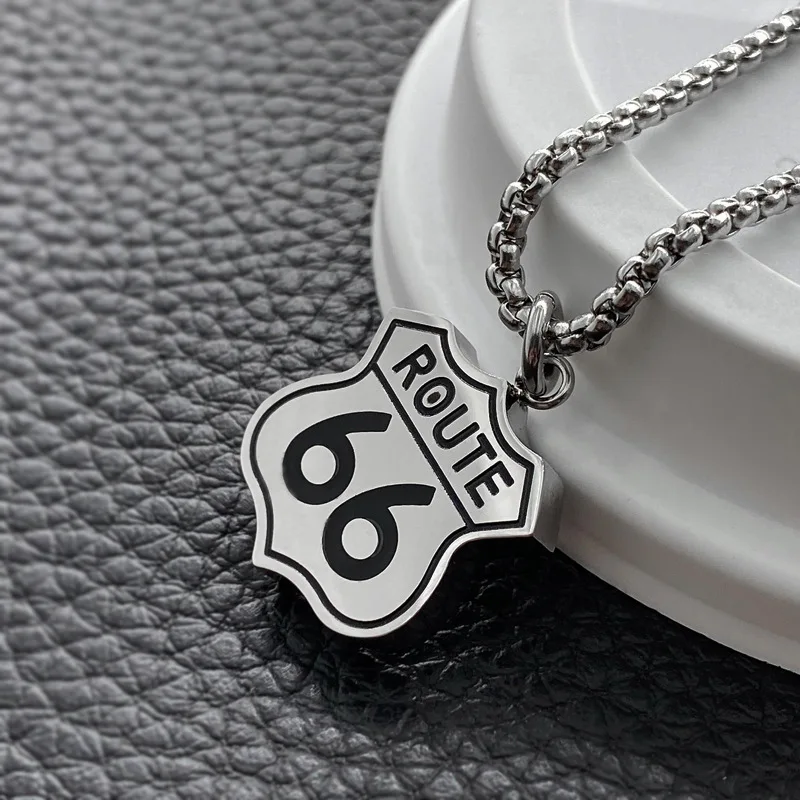 Колье с подвеской из нержавеющей стали 316L в стиле ретро 66 знаками | Украшения и