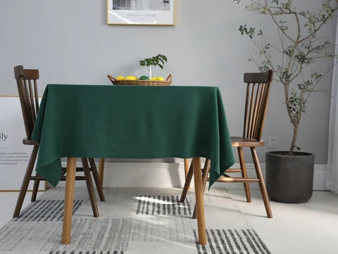 Однотонная скатерть в скандинавском стиле для дома, чехол для журнального столика в японском стиле, темно-зеленая скатерть для обеденного стола