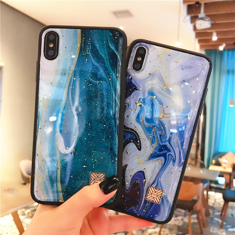 Модные блестящие мраморные мягкие силиконовые чехлы для телефонов iphone 11 Pro XS MAX X 7