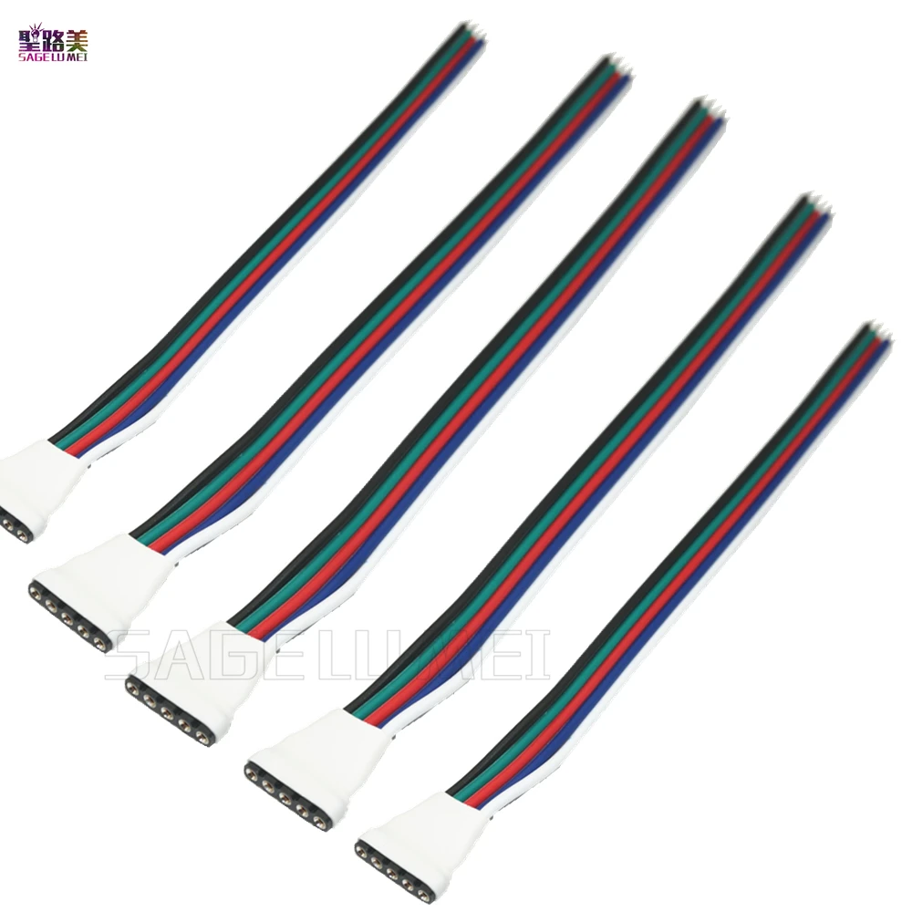 

free shipping 5Pin Female Male Connector With Cable Cord 15cm length For RGBW RGB + Warm/White 5050 LED Strip Light Tape Ribbon