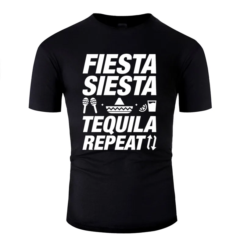 Винтаж Fiesta Siesta Текила Повторите футболка для мужские 100% хлопок фитнес футболки