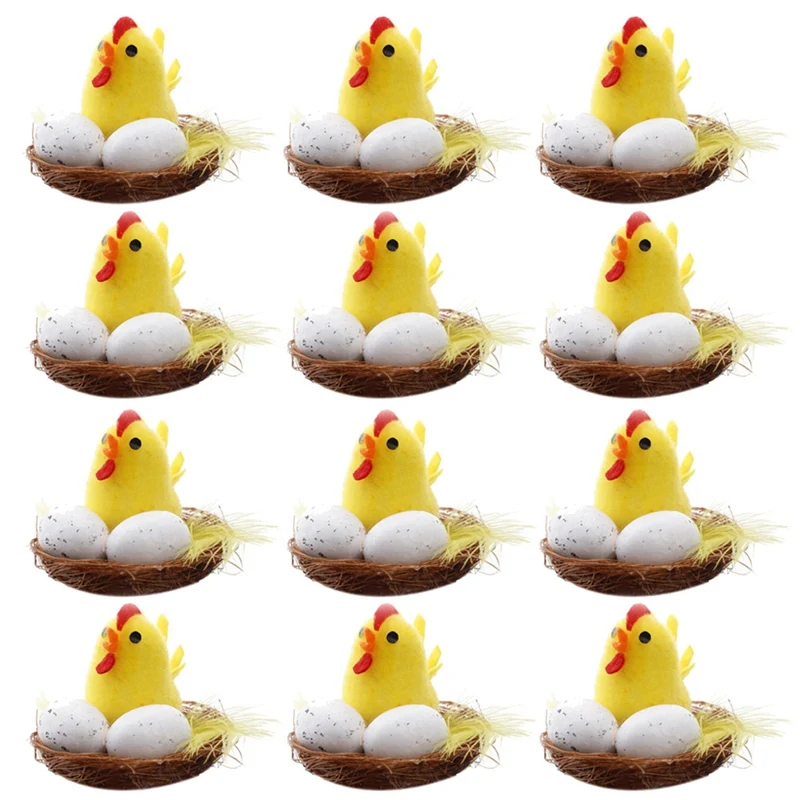

AF88 -1 коробка из 12 шт. пасхальных цыплят, пасхальное украшение, милый цыпленок, украшение для дома, Подарочная коробка, мини-украшение для пас...