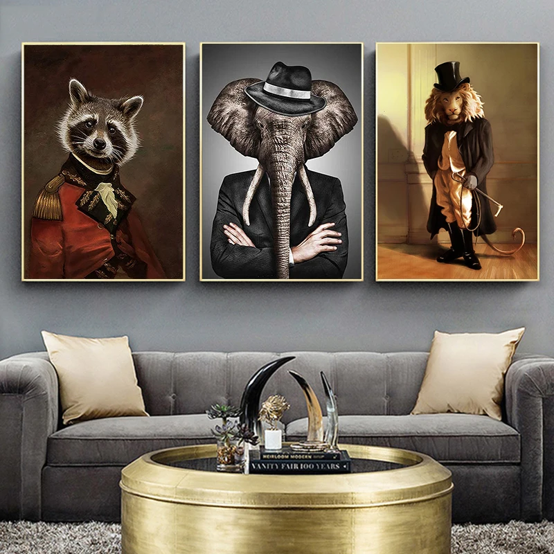 

Multiple Animals Elephant Lion Cheetah Canvas Wall Art Prints And Posters Nordic Style on The Wall For Living Room Home Decor