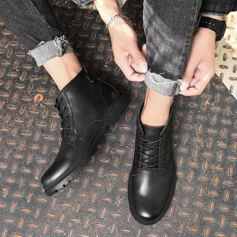 

Men Leather Boots Spring Vintage Style Tooling Men Fashion Casual Shoes Men Casual Boots Winter Warm Men Boots