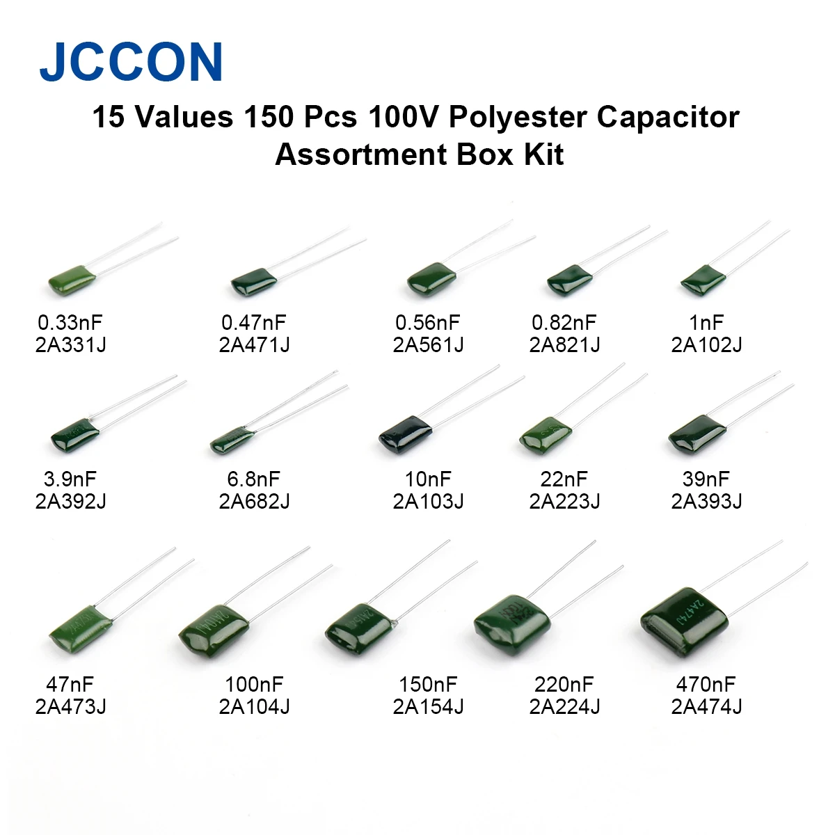 Набор пленочных конденсаторов из полиэстера 15 значений 150 шт. | Электронные