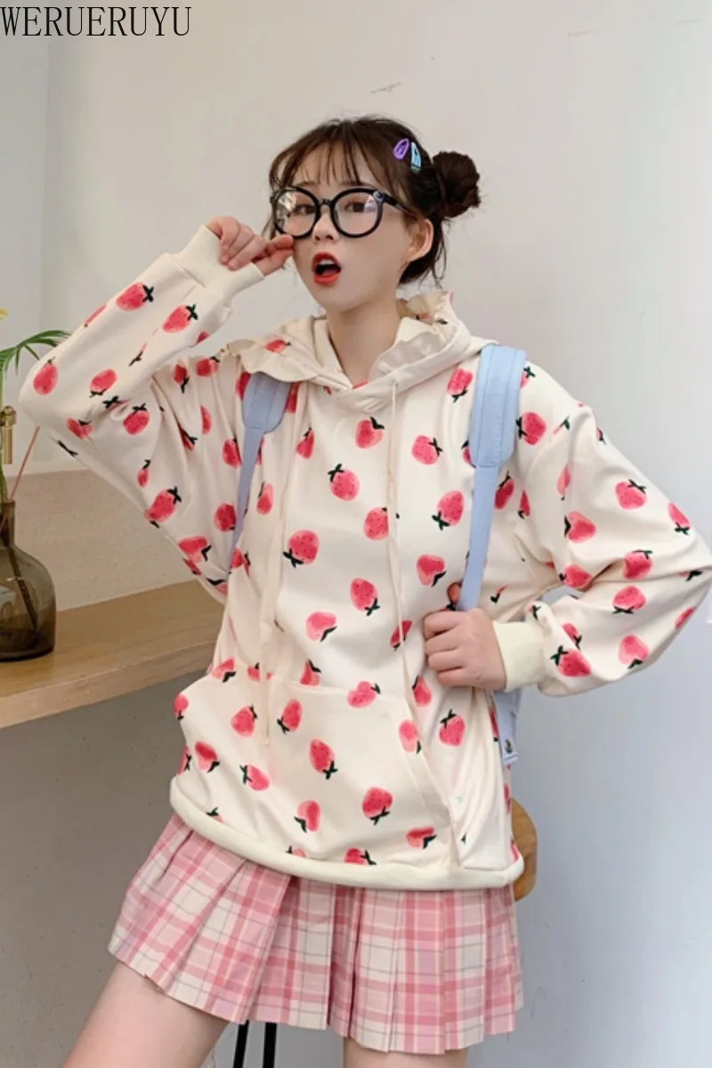 

WERUERUYU Autumn Winter Women Casual Long Sleeve plus fleece Sweatshirt Long Sleeve Plush Hoodies