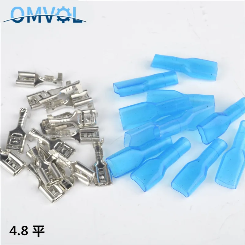 4 8 мм обжимной терминал 100 шт Женский Разъем лопаты с синий корпус | Обустройство